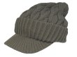 画像1: つば付き縄編みキャップニット帽 グレー　灰 (1)