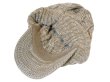 画像4: つば付き縄編みキャップニット帽　ベージュ系　ミックス (4)
