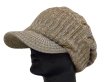 画像1: つば付き縄編みキャップニット帽　ベージュ系　ミックス (1)
