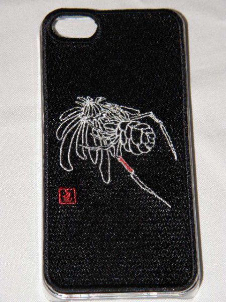 画像1: オリジナルスパンコール　iPhone　アイフォンケース　未知の花と蜘蛛 (1)