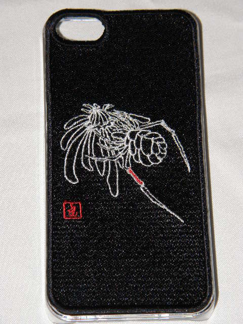 オリジナルスパンコール　iPhone　アイフォンケース　未知の花と蜘蛛